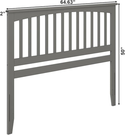 AFI, Mission Queen Solid Wood Headboard with Attachable Charger, Grey