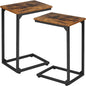 AMHANCIBLE C Shaped Side Table, End Tables Living Room Set of 2, Slide Under Couch Table for Sofa, TV Trays for Bedroom, Small Space, Rustic Brown HET02CBR