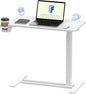 FLEXISPOT H7 Adjustable Overbed Bedside Table with Wheels Pneumatic Mobile Standing Desk Laptop Desk Rolling Computer Cart Movable Overbed Table Hospital Home Use(27.6" W x 15.7" D, White)