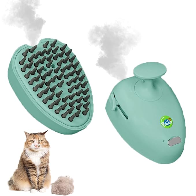 Cat Steam Brush for Shedding, 4 in 1 Rechargeable Steam Brush for Cats and Dogs, Anti-Static, Massage, Cleaning, Shedding & Combing All In One!-Mewly Pet