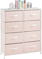 mDesign 38.31" High Steel Frame/Wood Top Storage Dresser Furniture, 8 Fabric Drawers, Large Bureau Organizer for Baby, Kid, Teen Bedroom, Nursery, Playroom, Dorm, Jane Collection, Pink/White
