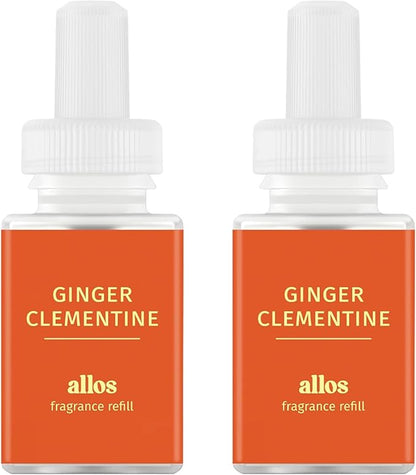 Pura and Allos - Fragrance Refill for Smart Home Air Diffusers - Aromatherapy Scents for Home - up to 120-Hours of Premium Fragrance per Vial - 2 Pack - Ginger Clementine (Energy)