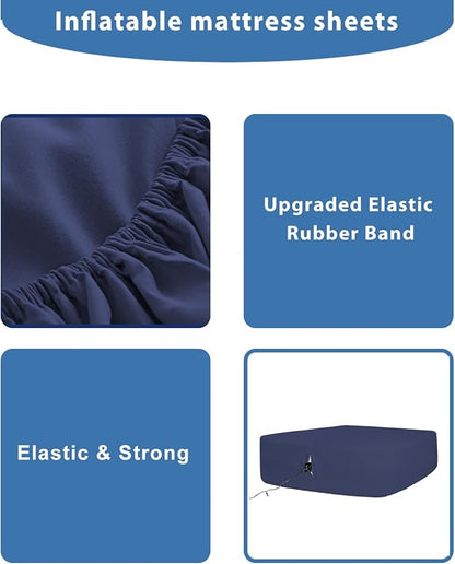 Bedecor Air Bed Sheets for Mattress Cover Removable Bed and Elastic Band Super Soft and Breathable & Deep up to 21" Blue Full
