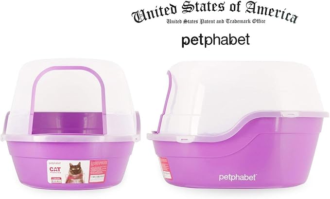 Covered Litter Box, Jumbo Hooded Cat Litter Box Holds Up to Two Small Cats Simultaneously,Extra Large Purple by Petphabet-Mewly Pet