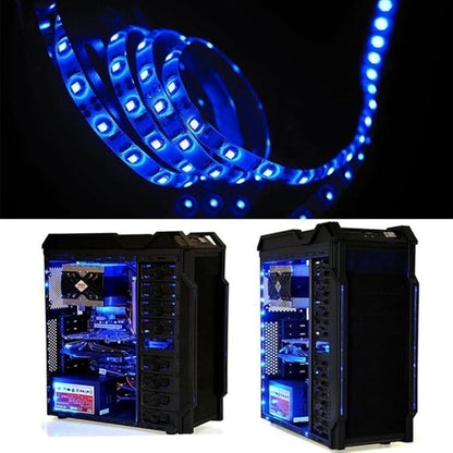 XINKAITE Waterproof Blue Led Strip Lights 16.4 Ft 300leds 60LEDs/m White Flexible Tape Lighting Tape Lights for Boats, Bathroom,Mirror,Ceiling and Outdoor (No Included 12V Power Plug/Adapter)