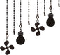 Ceiling Fan Pull Chain Set, 4 Pieces Bulb and Fan Pattern Pull Chain Extension, 12 Inch Chain Extender With Ball Chains Connector (ORB)