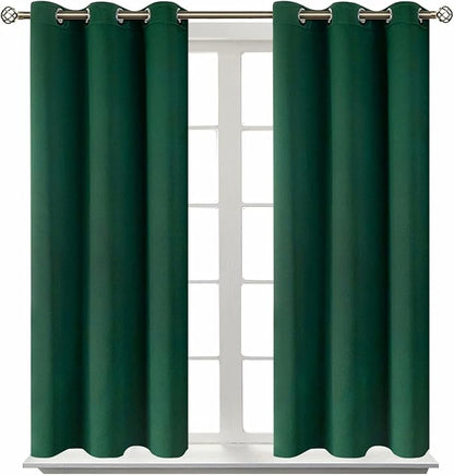 BGment Blackout Curtains for Bedroom - Grommet Thermal Insulated Room Darkening Drapes for Living Room, Set of 2 Panels (38 x 45 Inch, Emerald Green)