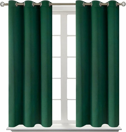 BGment Blackout Curtains for Bedroom - Grommet Thermal Insulated Room Darkening Drapes for Living Room, Set of 2 Panels (38 x 45 Inch, Emerald Green)