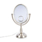 JERDON Lighted Makeup Mirror with 10X-1X Magnification & 15X Spot Mirror - Nickel Finish - Model HL9510NL