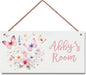 Personalized Sign - Sweet Flowers and Butterfly Door Sign & Wall Art - Nice Sign for Nursery Decor, Kids' Room Decor, Door Signs, Wall Hangers For Girls Bedroom