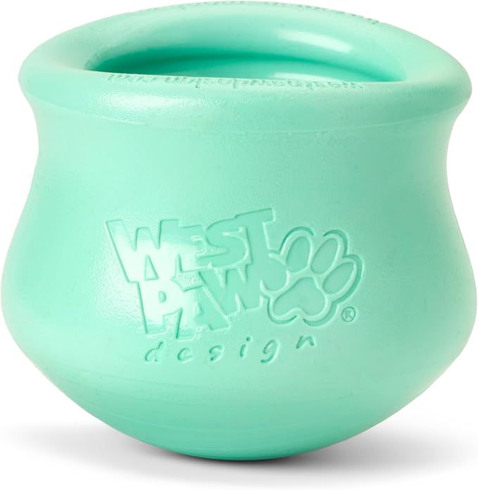 WEST PAW Zogoflex Limited Edition Toppl Treat Dispensing Dog Toy Puzzle – Interactive Chew Toys for Dogs – Dog Toy for Moderate Chewers, Fetch, Catch – Holds Kibble, Treats, Small 3", Mint-Mewly Pet