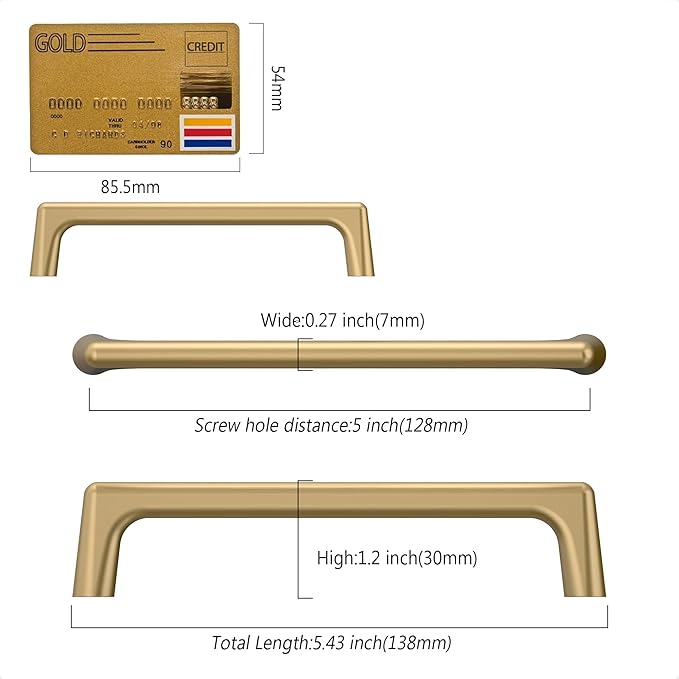 Amerdeco 30 Pack Champagne Bronze Cabinet Pulls 5 Inch(128MM) Hole Centers Kitchen Cabinet Handles Hardware Kitchen Handles for Cabinets Cupboard Handles Drawer Pulls ZH0041