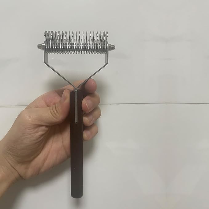 Dog Brush for Shedding 20 Blade Dematting Tool Pet Brush Dual Side, Undercoat Rake for Large Medium Small Dogs and Cats, Shedding Dog Comb for Grooming, Premium Wood Handle-Mewly Pet