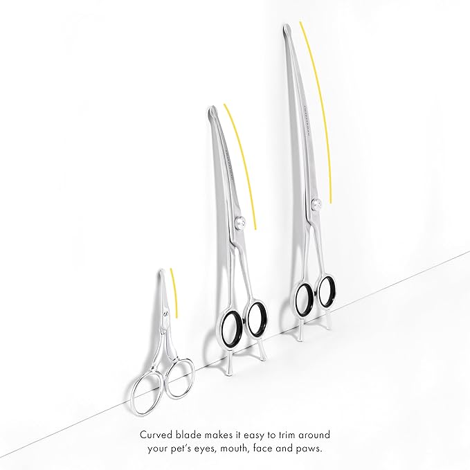 Tweezerman Pet Grooming Scissors, Stainless Steel Rounded Tip Trimming Shears for Dogs and Cats-Mewly Pet