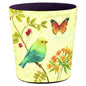 10L/2.64 Gallon Trash Can, Decorative Waste Basket, PU Leather Waste Paper Basket, Waterproof Garbage Can for Bathroom, Bedroom, Office, Kitchen and Living Room - Green Bird