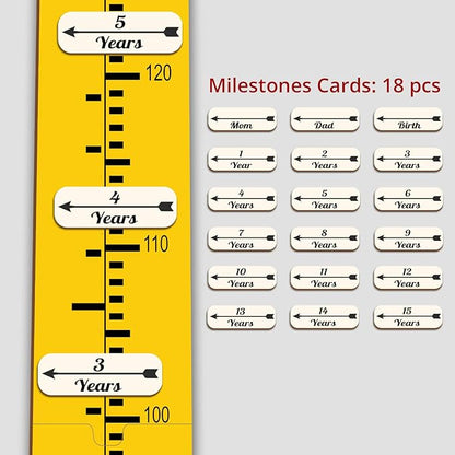 Personalized Growth Chart for Wall, Wooden Height Chart for Kids, Cute Height Measurement for Child/Girls/Boys, Baby and Toddler's Playroom/Kid's Room/Nursery Decor, Elephant