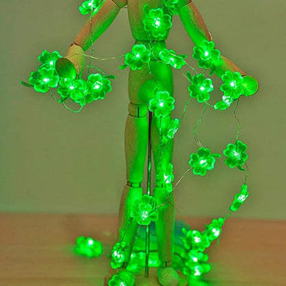 BOHON St Patricks Day Decorations Shamrocks String Lights Battery Operated with Remote 10 ft 40 LEDs Lucky Clover Green Lights for Bedroom Party Feast of Saint St. Patrick's Day Decoration