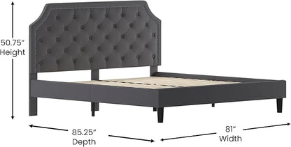 Flash Furniture Brighton King Size Tufted Upholstered Platform Bed in Dark Gray Fabric