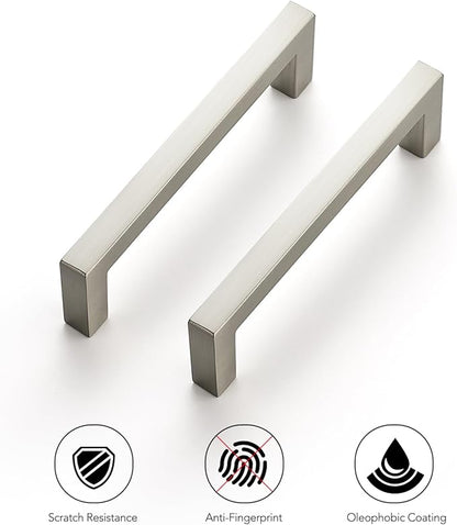 Ravinte 15 Pack Solid 3-1/2 Inch Center to Center Slim Square Bar Dresser Drawer Handles Kitchen Cabinet Handles Brushed Nickel Drawer Pulls Kitchen Cabinet Hardware Pulls