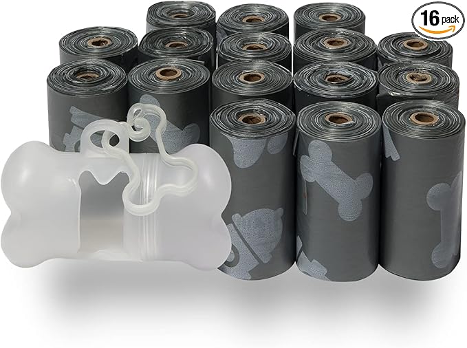 Best Pet Supplies Dog Poop Bags (240 Bags) for Waste Refuse Cleanup, Doggy Roll Replacements for Outdoor Puppy Walking and Travel, Leak Proof and Tear Resistant, Thick Plastic - Gray-Mewly Pet