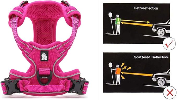 Truelove No Pull Dog Harness with Easy Control Handle and 2 Leash Attachments,Reflective Adjustable Pet Vest-Mewly Pet