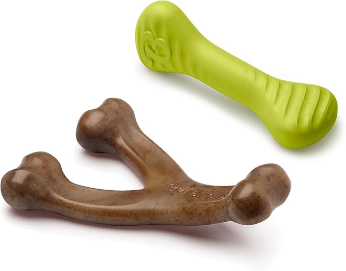 Benebone 2-Pack Bacon Wishbone/Rubber Bone Medium-Mewly Pet