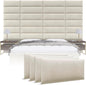 Vänt Upholstered Wall Panels - King/Cal King Size Wall Mounted Velvet Headboards - Velvet Ivory - Twin/King - Set of 4 Panels (Each Individual Panel 39"x11.5")