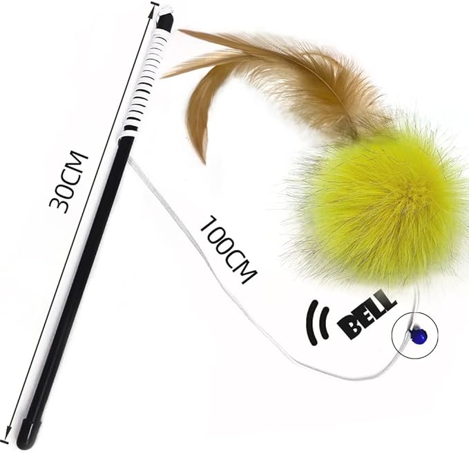 Cat Toys - Rainbow Wand, Feather Flips Plush Ball, Interactive Feather Teaser for Kitten Exercise - 3 Pack-Mewly Pet