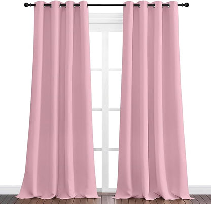NICETOWN Crystal Pink Blackout Curtains 90" Long for Office, Dining Room, Guest Room, Sound Reducing Heat and Cold Block Curtain Panels for Modern Room Decorative (55" Wide, 2 Pieces)
