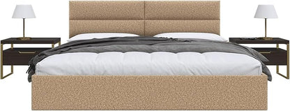 Vänt Upholstered Wall Panels - King/Cal King Size Wall Mounted Headboards - Faux Merino Wool Camel - Twin/King - Set of 4 Panels (Each Individual Panel 39"x11.5")