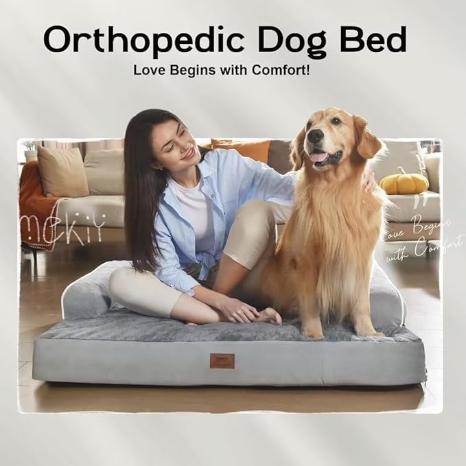 Small Dog Bed Waterproof Orthopedic Dog Beds for Medium Sized Dogs Comfy Pet Cat Bed with Sides, Washable Removable Cover-Mewly Pet