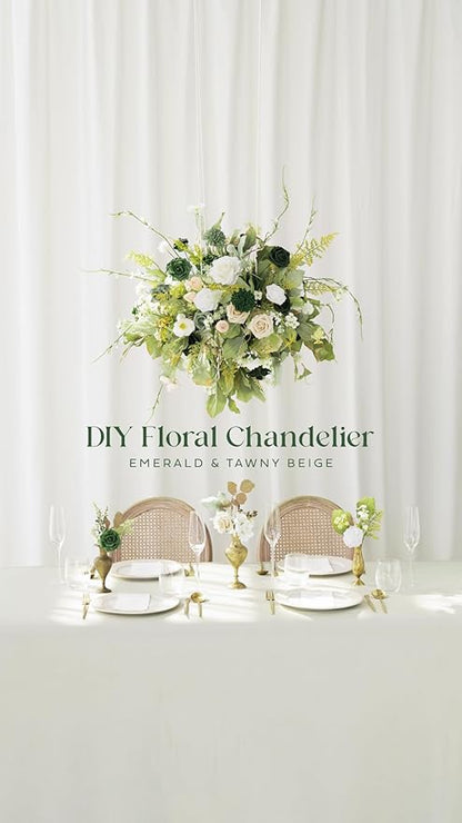 Ling's moment Artificial Flowers 25Pcs Emerald Green Mix Roses Decor w/Stems,3" Real Touch DIY Foam Floral for Wedding Bouquet/Centerpieces, Outdoors Party Backdrop, Room/Table, and Garden/Pot Decor