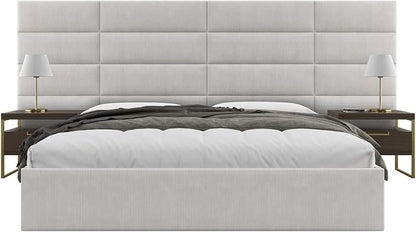 Vänt Upholstered Wall Panels - King/Cal King Size Wall Mounted Headboards - Ribbed Stone - Twin/King - Set of 4 Panels (Each Individual Panel 39"x11.5")