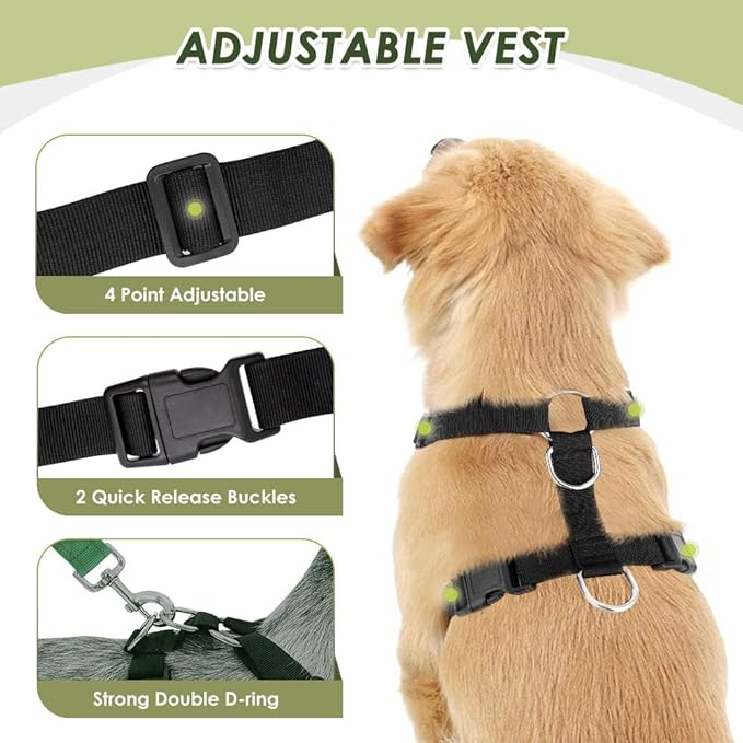 Lukovee Dog Seat Belt for Car, Adjustable Dog Car Harness for Large Medium Small Dogs, Soft Padded & Breathable Mesh Dog Seatbelt with Car Strap and Carabiner((Double Clip 2 in 1),Medium)-Mewly Pet