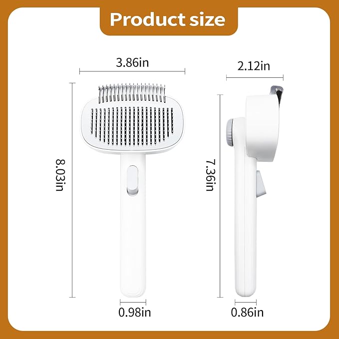 TemApex 2-in-1 Self Cleaning Shedding Brush & Dematting Comb for Long Haired Cats and Dogs, Pet Grooming Deshedding Brush for Dog and Cat Removes Loose Fur & Tangles-Mewly Pet