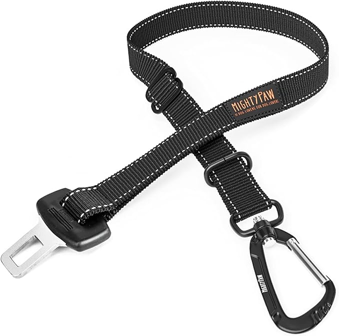 Mighty Paw Dog Seat Belt for Car - Safe Distraction Free Driving, Heavy-Duty Design with Aviation Grade Aluminum Carabiner, Adjustable Dog Seatbelt Harness for Small, Medium and Large Pets-Mewly Pet