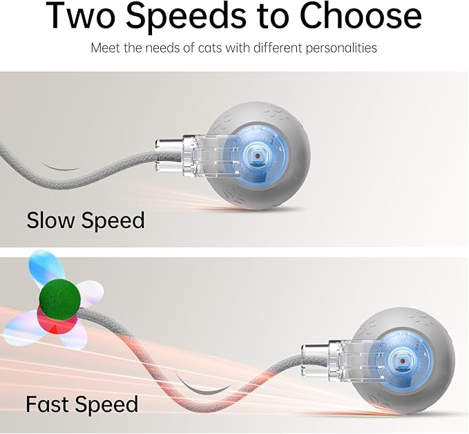 Interactive Cat Toys for Indoor Cats - Kitten Toy with Speedy Tail 2.0, Automatic Cat Toys for Bored Indoor Adult Cats, Motion-Activated, 2025 New Upgraded, USB Rechargeable (Grey)-Mewly Pet