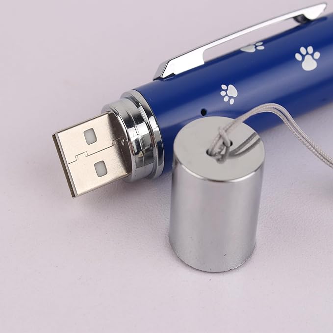 EAWONGEE Rechargeable Cat Toys - Indoor/Outdoor Cats Chase Light Toy for Kitty & Dog with 3 Light Modes, 5 Patterns, Blue-Mewly Pet