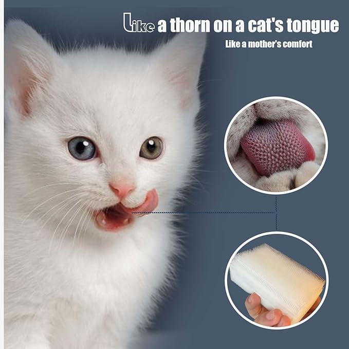 2PC Soft Cat Brush for Grooming - Gentle Cat Tongue Brush with 1300+ Barbed Serrations, Brushes for Sensitive Cats - Lightweight, gentle, Perfect for Daily Grooming & Enhancing Bonding-Mewly Pet