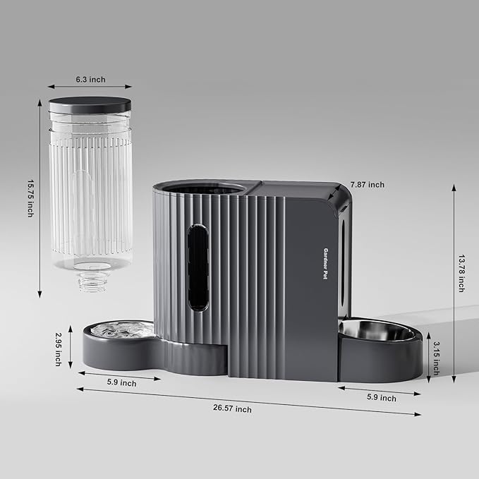 Gardner Pet Automatic Gravity Cat Food Feeder and Water Dispenser Stainless Steel Two-in-One Set Large Capacity Dispenser for Medium, Large Dogs, Puppies, Kittens, Rabbits-(1.6 Gallons x 2)-Mewly Pet