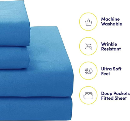 Sweet Home Collection 7 Piece Comforter Set Bag Solid Color All Season Soft Down Alternative Blanket & Luxurious Microfiber Bed Sheets, Mediterranean, Queen