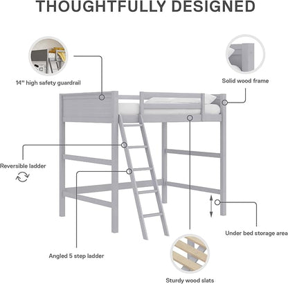 Dorel Living Denver Bed for Kids, Full Size Wood Frame, Gray Loft