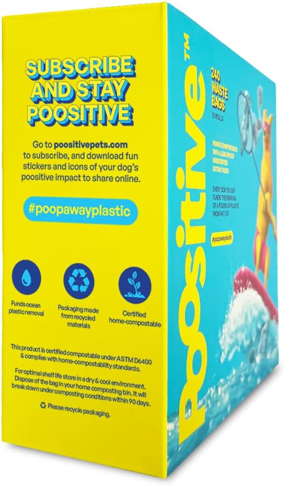 100% Certified Home Compostable Dog Poop Bags - ASTM D6400 & AS 5810 Compliant Dog Waste Bags, 240 bags, 16 rolls, unscented-Mewly Pet