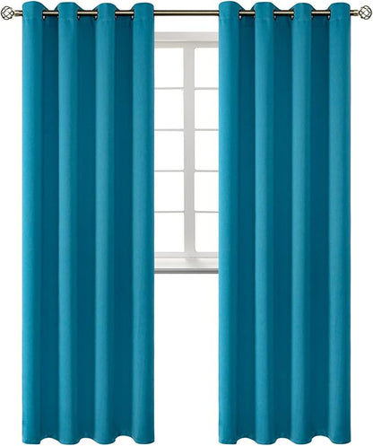 BGment Blackout Curtains - Grommet Thermal Insulated Room Darkening Bedroom and Living Room Curtains, Set of 2 Panels (52 x 95 Inch, Peacock Blue)