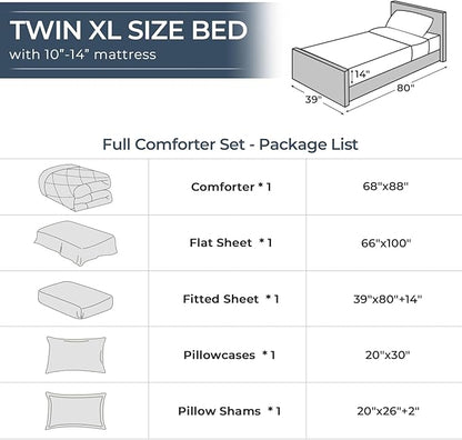 HEVUMYI Khaki Twin-XL Comforter Set - 5-Piece All Season Bed in a Bag Twin-XL, Ultra Soft Bedding Set with Comforter, Flat Sheet, Fitted Sheet, Pillowcases, Pillow Shams