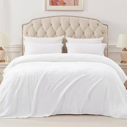 Exclusivo Mezcla Fleece Blanket Twin Size for Bed, Super Soft and Warm, All Season Use, Cozy, Plush, Lightweight, 60x80 Inches Pure White