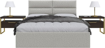 Vänt Upholstered Wall Panels - Queen/Full Size Wall Mounted Headboards - Faux Merino Wool Grey - Set of 4 Panels (Each Individual Panel 30"x11.5")