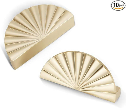 10 Pack 3 Inch (76mm) Brushed Gold Cabinet Pulls Cup Flat Drawer Handles Kitchen Cupboard Pull Bathroom Dresser Sunflower Handle Unique Hardware for Furniture Door Wardrobe Hardware TYH-BG-10