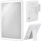 Mavoro 7x9 LED Lighted Rechargeable Travel Mirror | Small Wall Adhesive Mirror | Peel and Stick Wall Mount Lighted Travel Mirror | Real Glass Touch Sensor Vanity Mirror with Stand