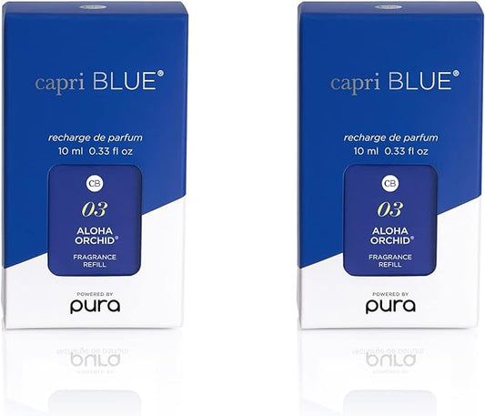 Capri Blue Pura Smart Home Plug-in Diffuser Refills – Includes 2 Capri Blue Pura Refills for Plug In Diffusers for Home - Long Lasting Luxury Scents - Aloha Orchid (Pack of 2)